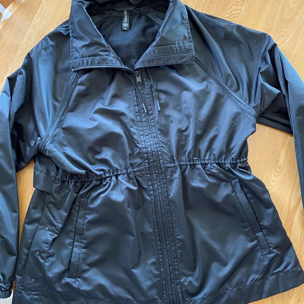 Athleta Black Utility Jacket with Elastic Waist and Full Zipper